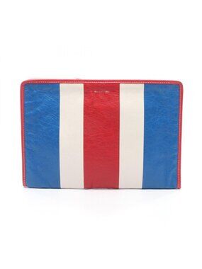 Balenciaga Clutch Bazar Bazaar Tricolor Blue Red White Leather